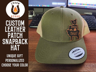 I'd Smoke That Leather Patch Trucker Hat for Grill Masters - Trucker Hat - Charm and Char